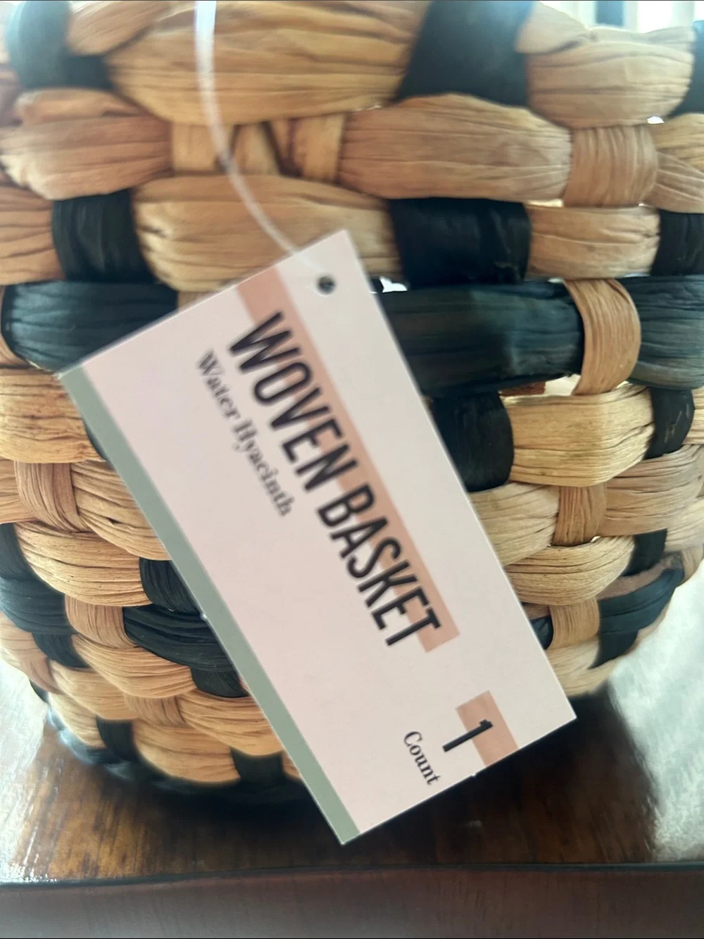Handwoven Natural and Black Decorative Storage Baskets - Set of 2
